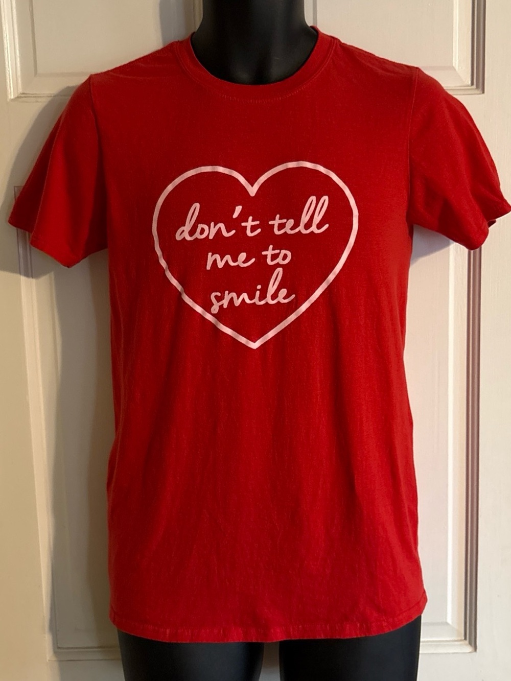 Nasty Gal Red Crewneck Tee Shirt “Don’t Tell Me To Smile.”
